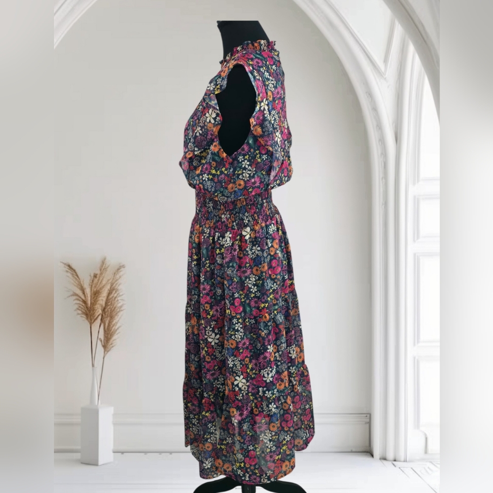 Saks Fifth Avenue Floral Flutter Sleeve Midi Dress, Size Medium, NWT - Picture 6 of 9
